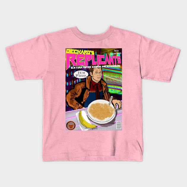 Deckard's Replicants Cereal Kids T-Shirt by TL Bugg